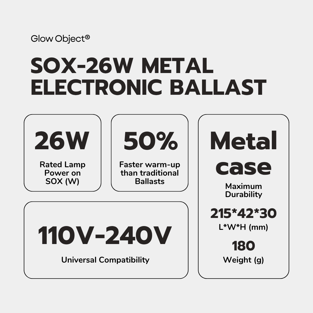 110-240V Universal Metal Electronic Ballast for SOX 26W Low Pressure Sodium (LPS) Lamps