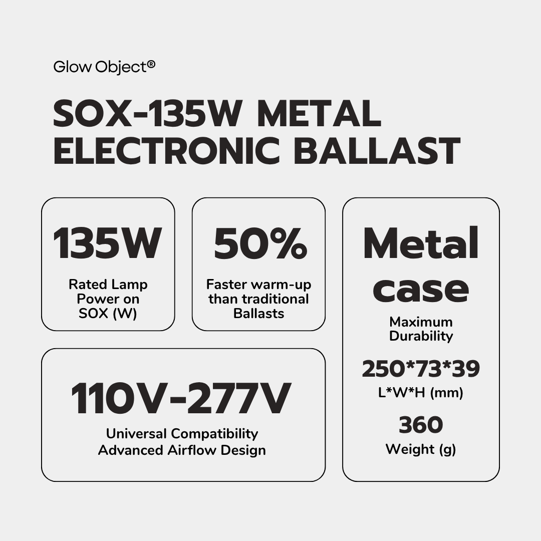 110-277V Universal Metal Electronic Ballast for SOX 135W Low Pressure Sodium (LPS) Lamps