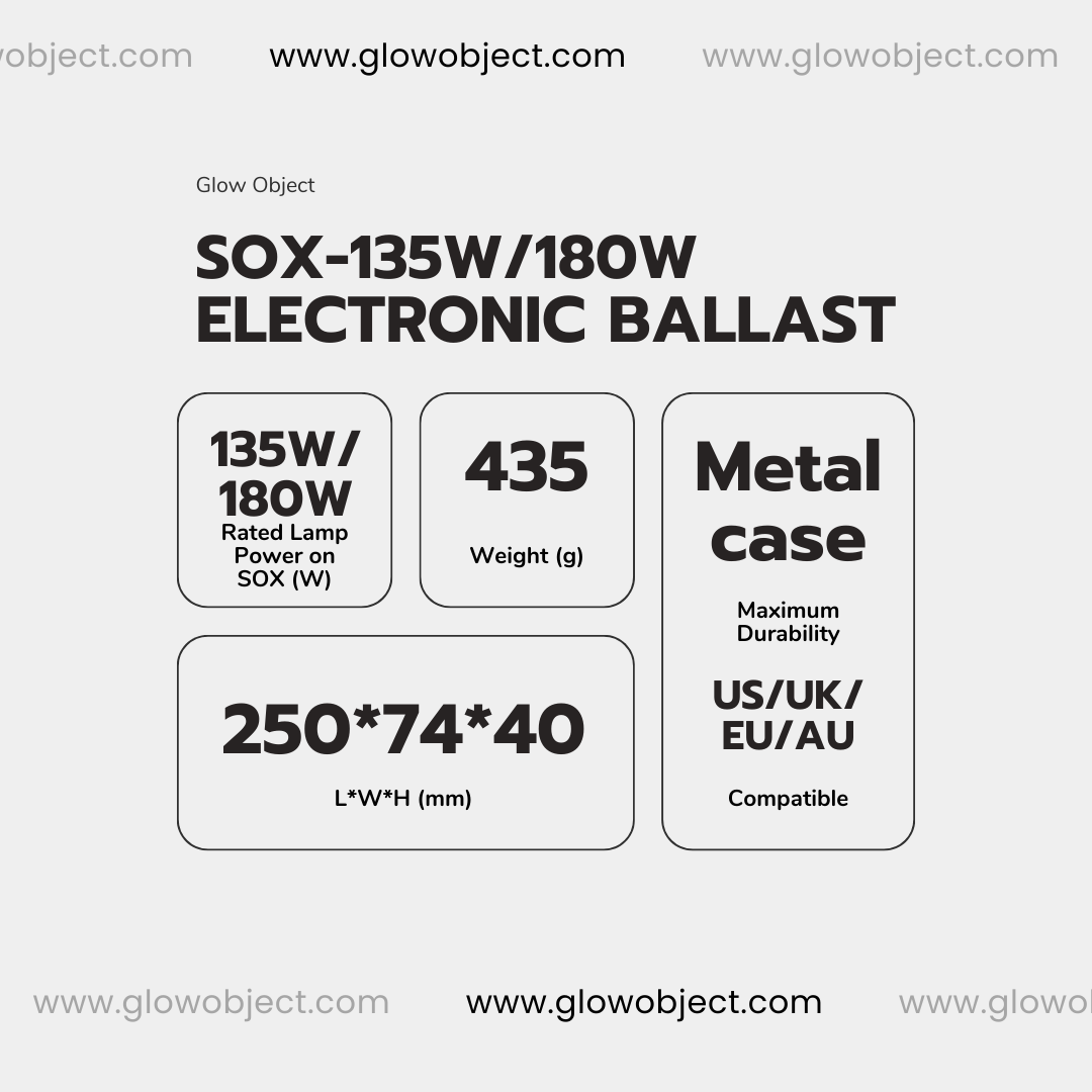 220-240V  Metal Electronic Ballast for SOX 135W Low Pressure Sodium (LPS) Lamps