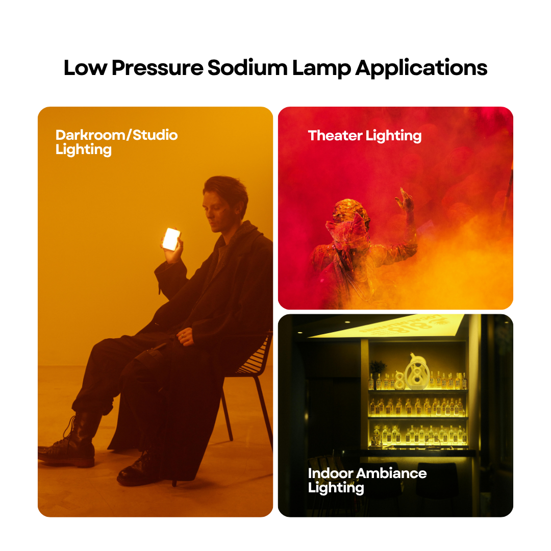 SOX LPS Lamp Applications – Darkroom Studio Theater Stage Effects Indoor Amber Ambiance Lighting