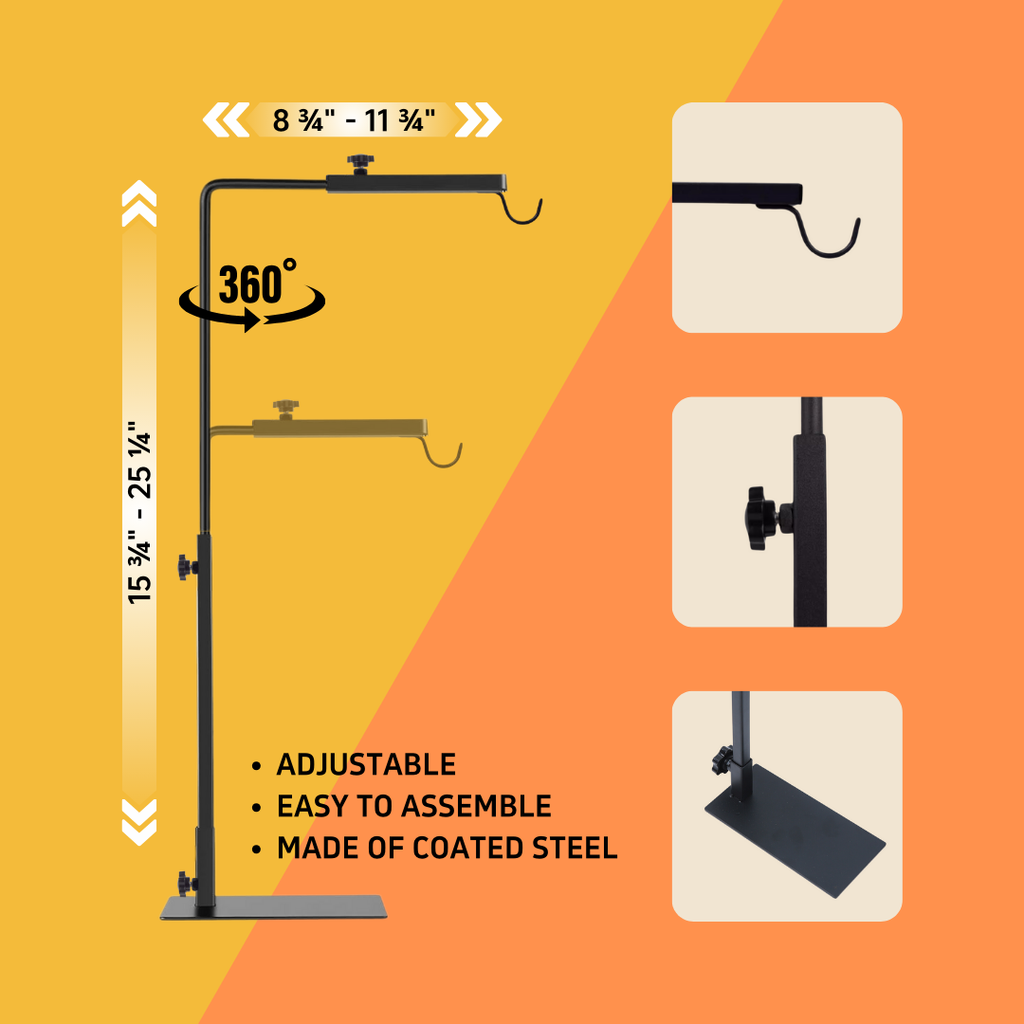 Reptile Heat Lamp Stand 15"-25" Adjustable